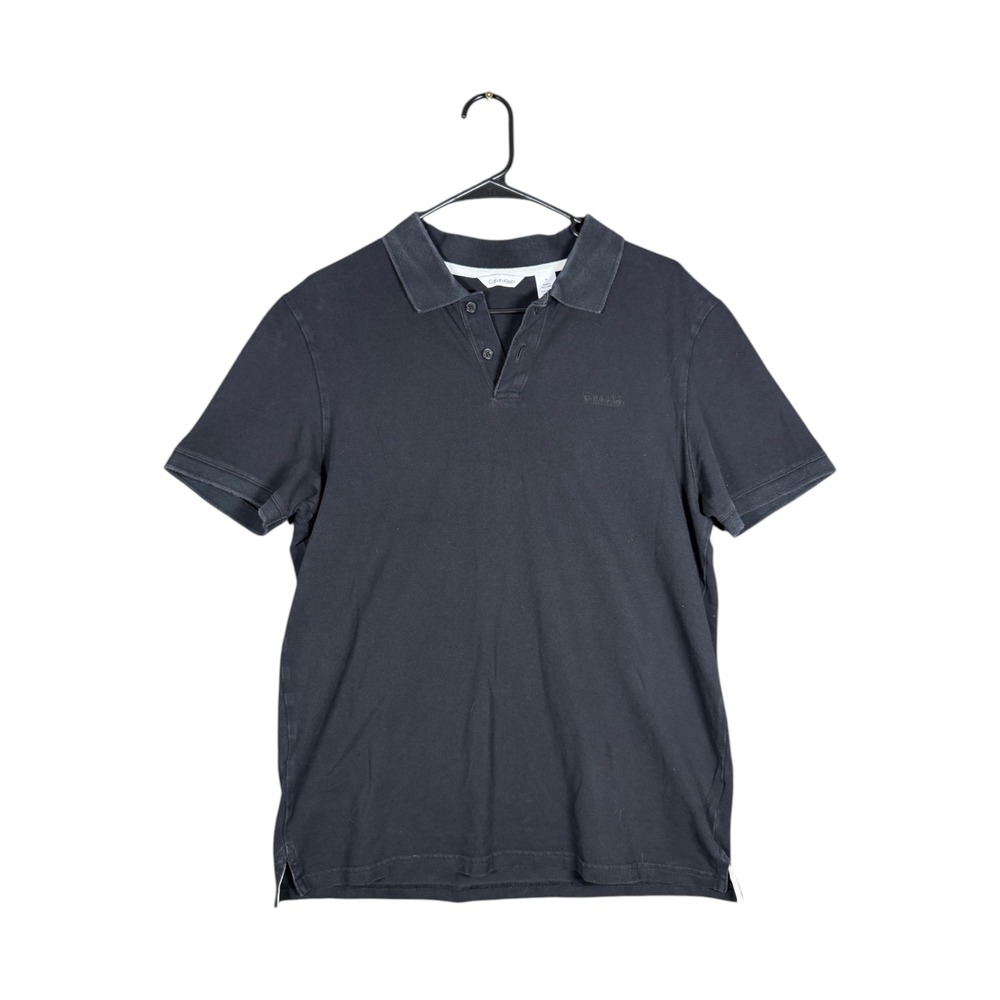 Calvin Klein Mens Short Sleeve Polo Shirt Black Knit Embroidered Logo Size‎ M